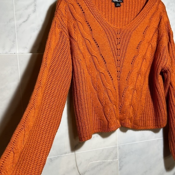 😊 Love by Chesley Sweaters Vneck Pointelle Cable size large - Picture 4 of 11